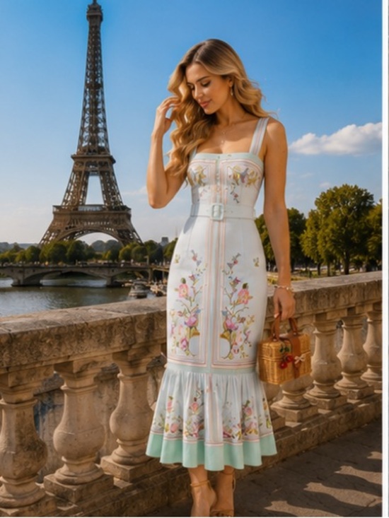 Self-Portrait Dresses & Skirts - Trendy Self-Portrait Pastel Blue Floral Embroidered Midi Dress